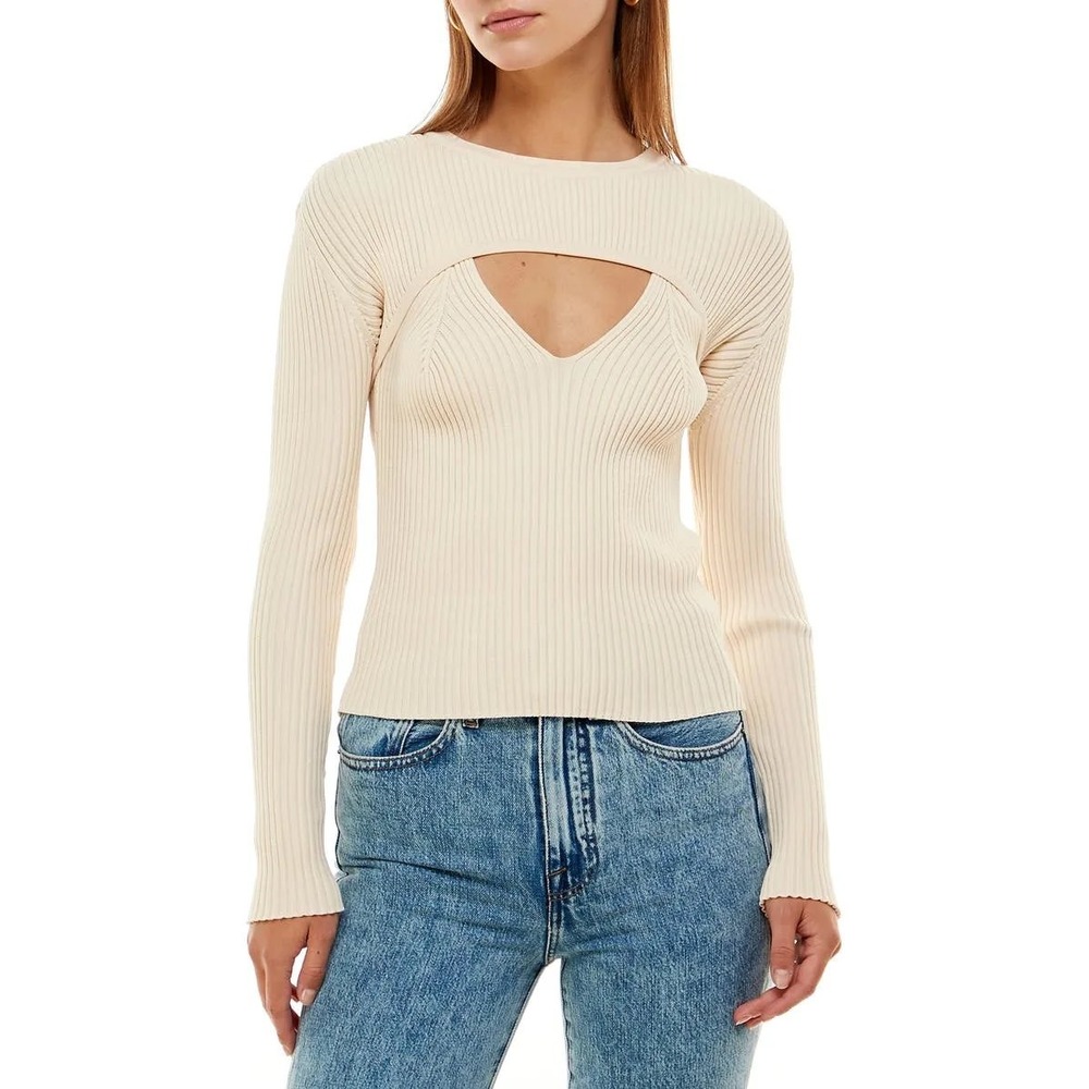 New WAYF Ribbed Shrug and Cami Set Top XS Cream Layered Coquette Clean Girl